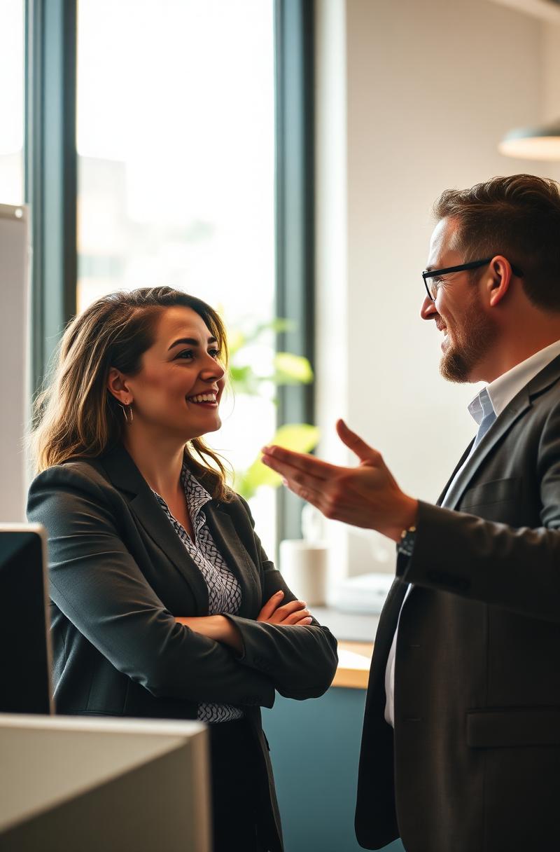 Twee professionals in een direct gesprek op kantoor
